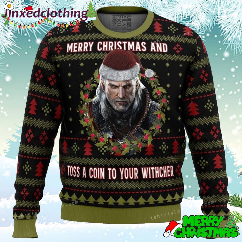 Merry Christmas And Toss A Coin The Witcher Ugly Sweater For Unisex 